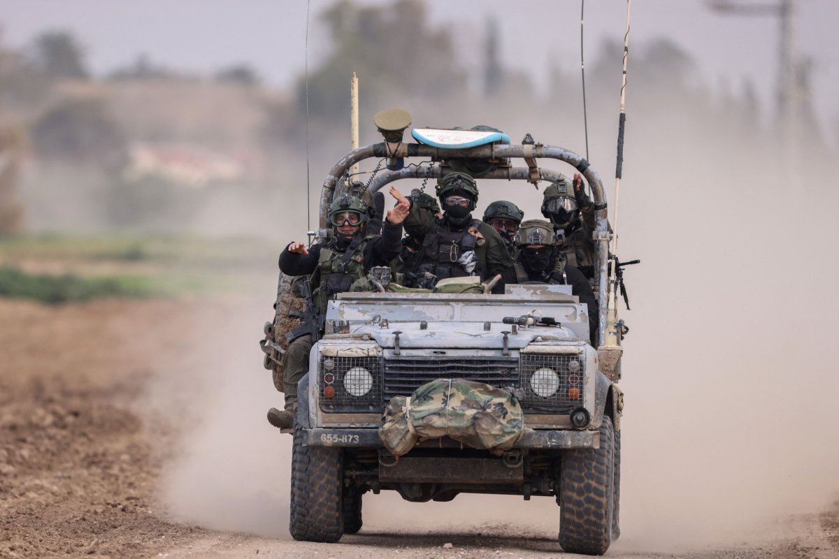 IDF vehicle near Gaza border February 2024