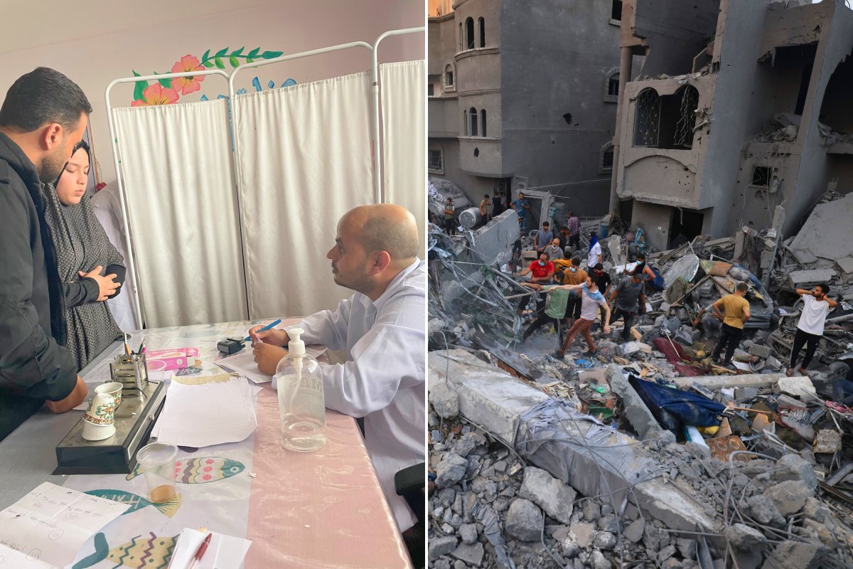 Gaza doctor in clinic Nuseirat refugee camp
