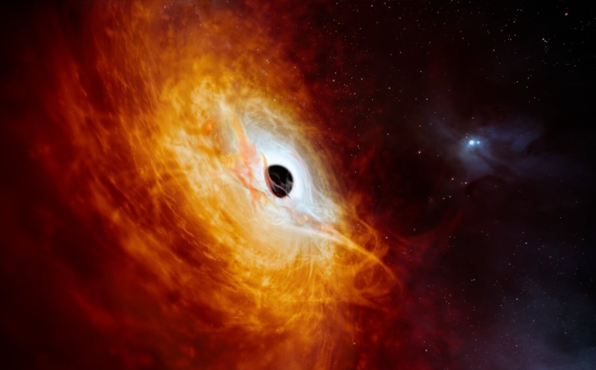 Artists impression quasar and black hole