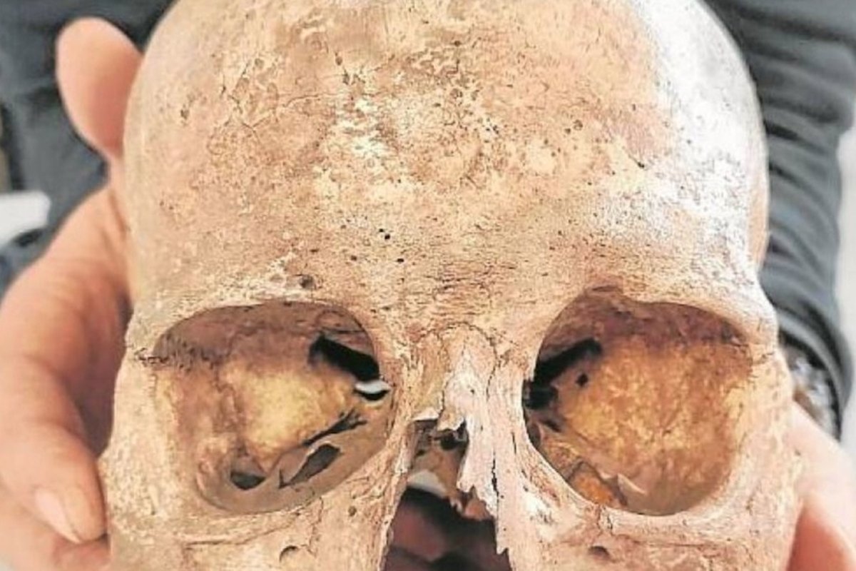 A human skull found in Spain