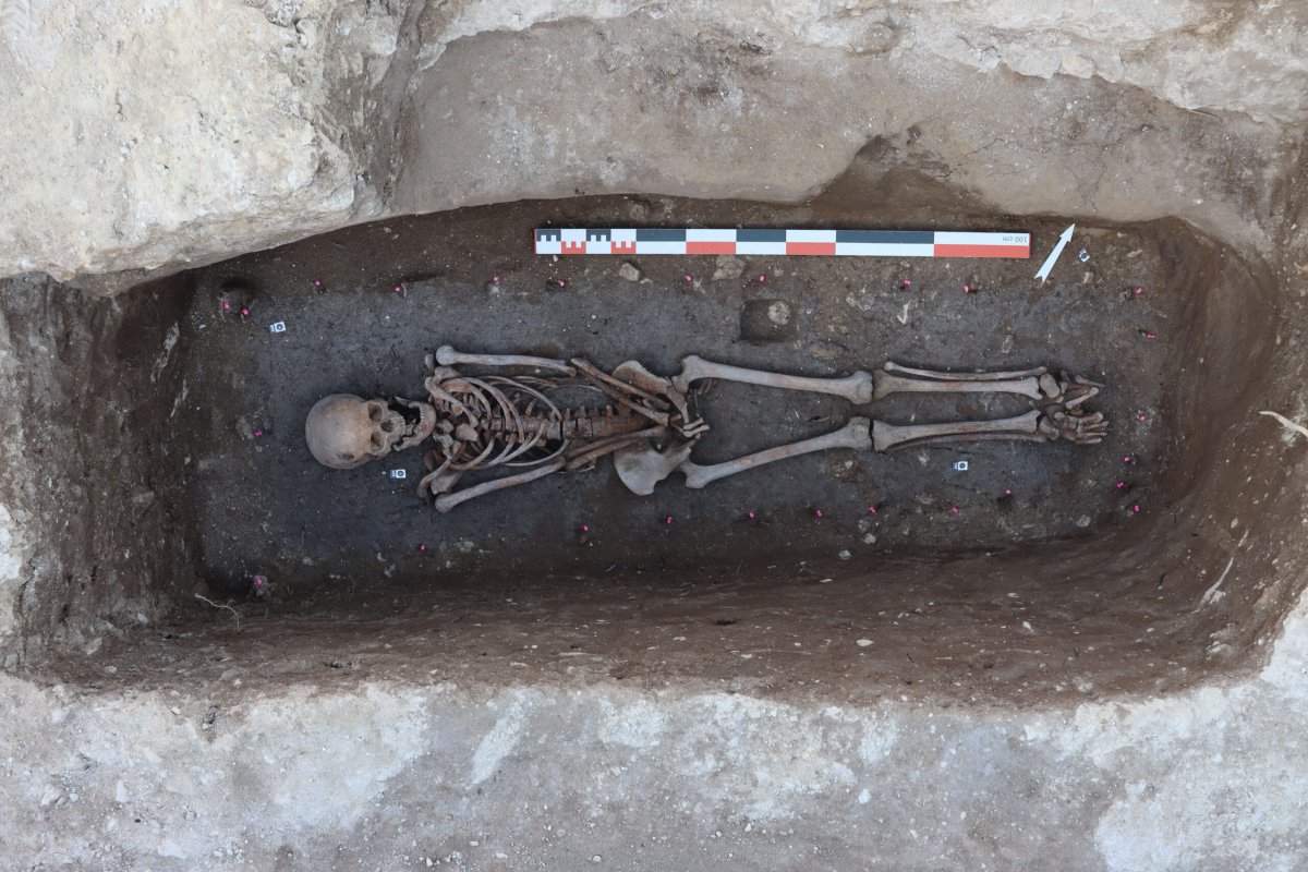 A human burial at an abbey site