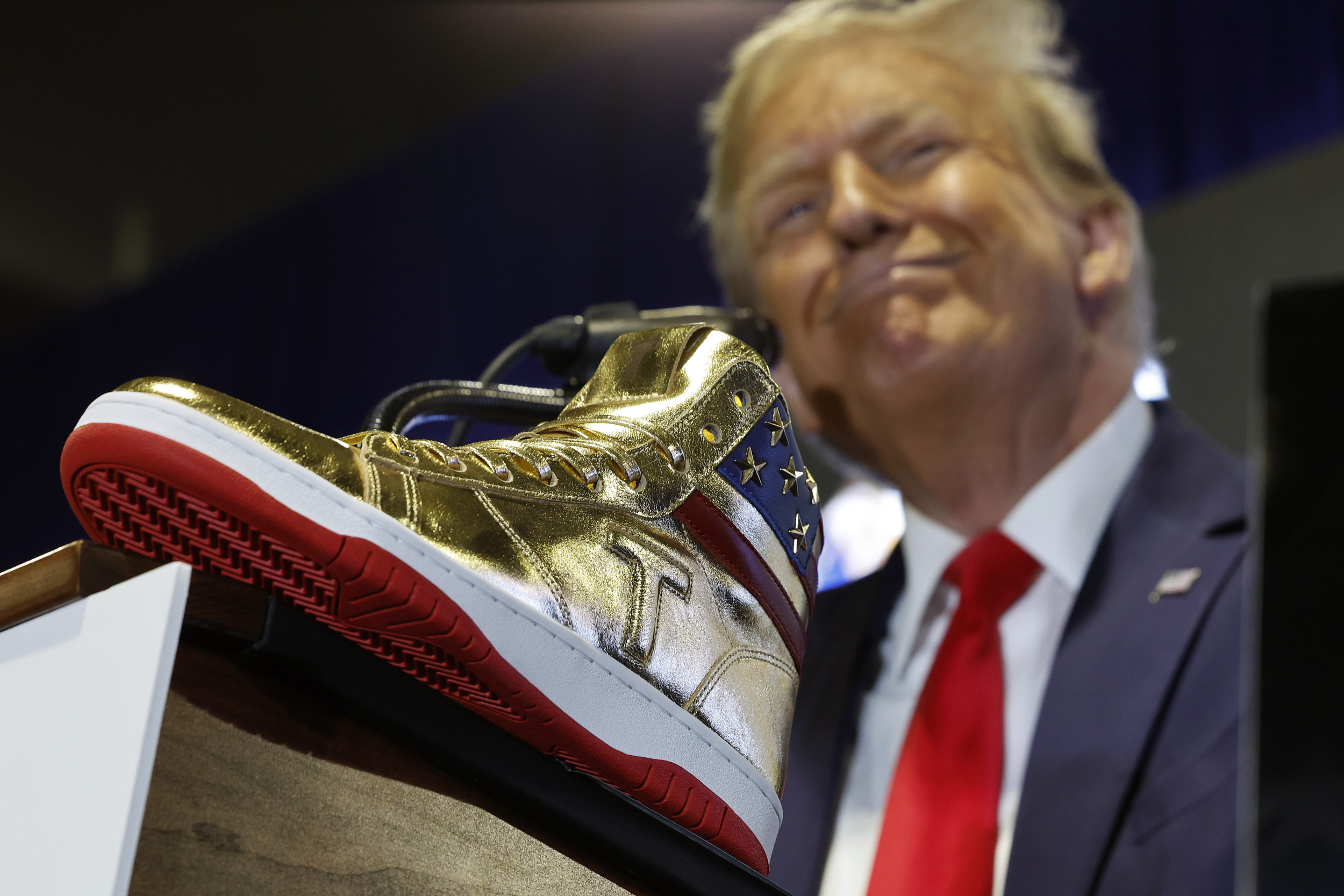 Donald Trump s 400 Golden Sneakers Mocked By SNL Newsweek
