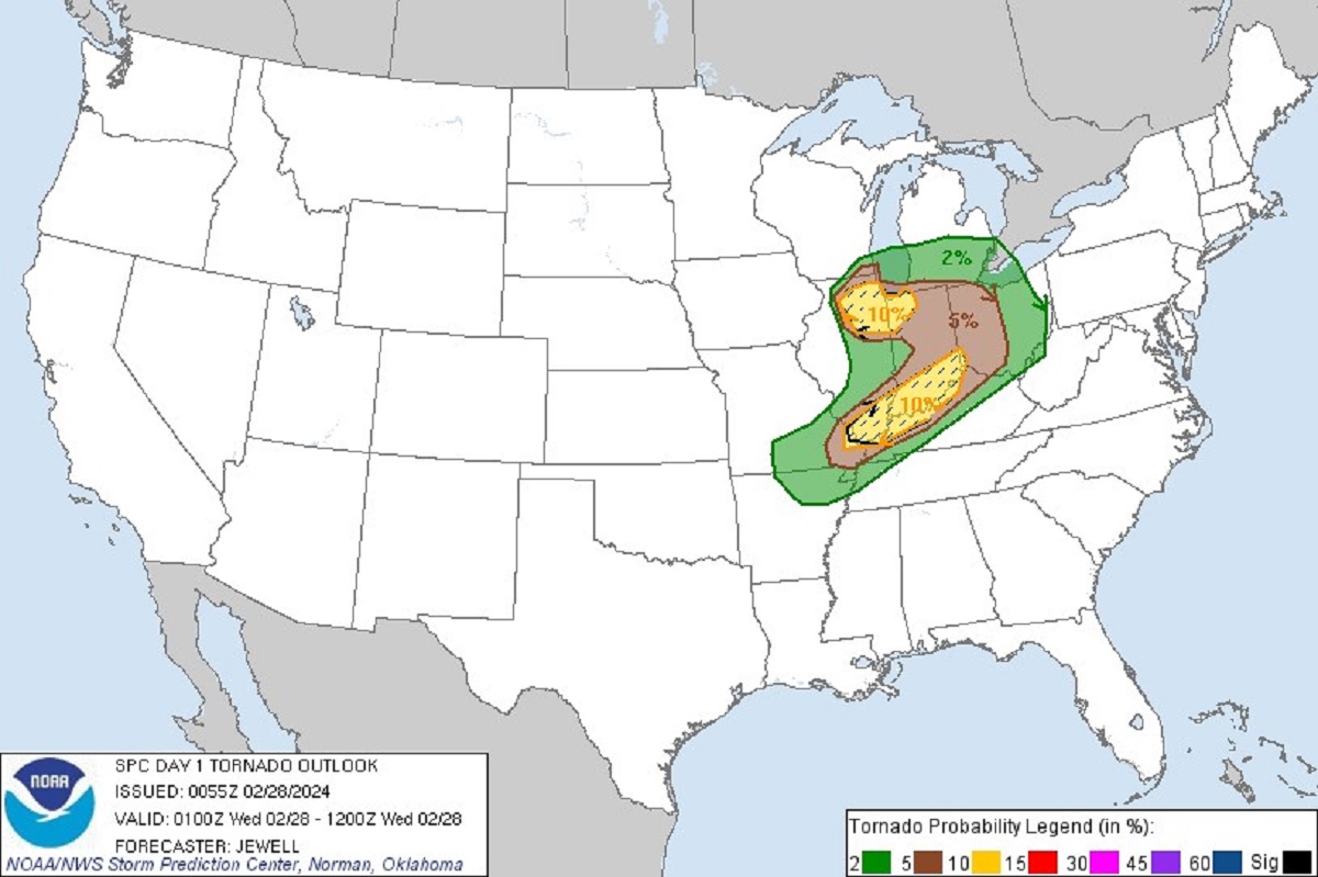 Tornado Map Shows States Threatened by Severe Storms ...Middle East