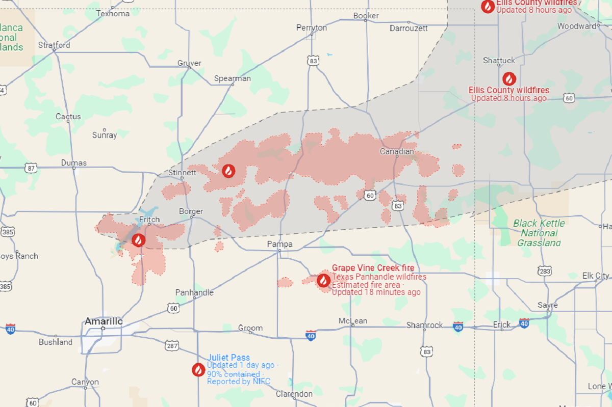 Texas Wildfire Map, Update as Smokehouse Creek Fire Sparks Mass ...