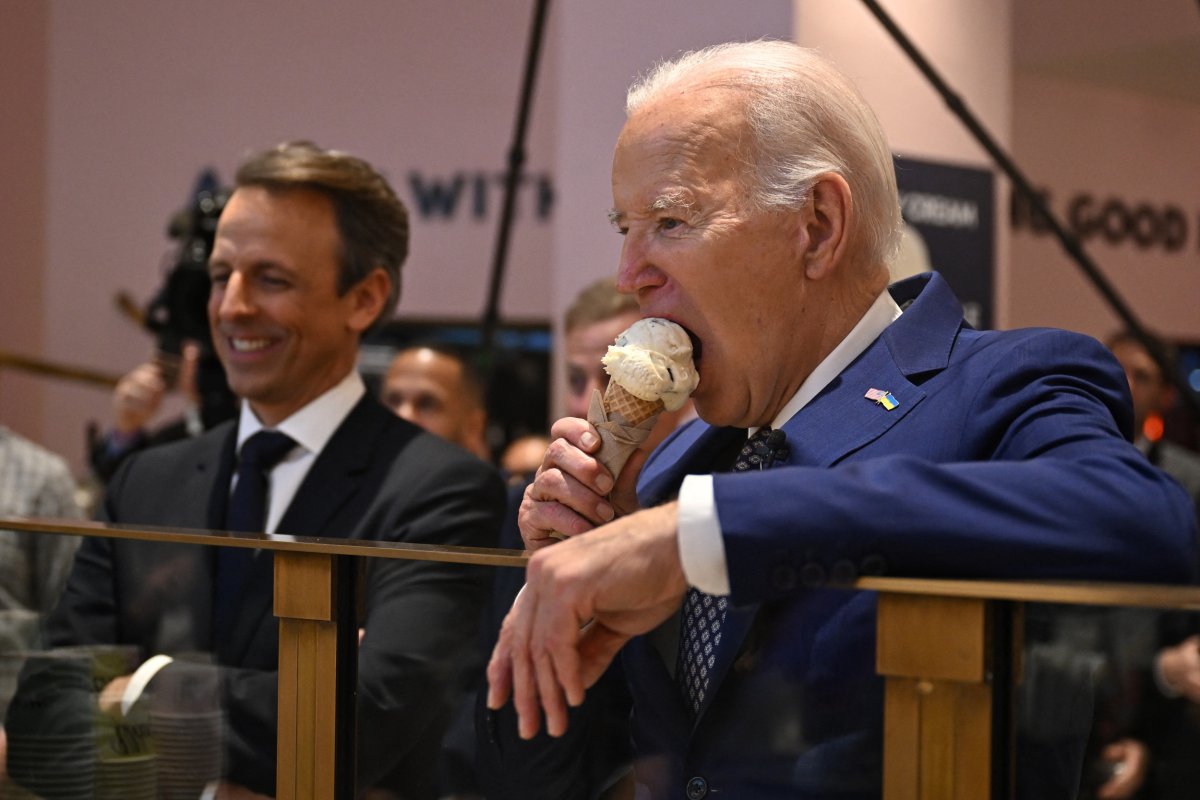 President Joe Biden eats ice cream 