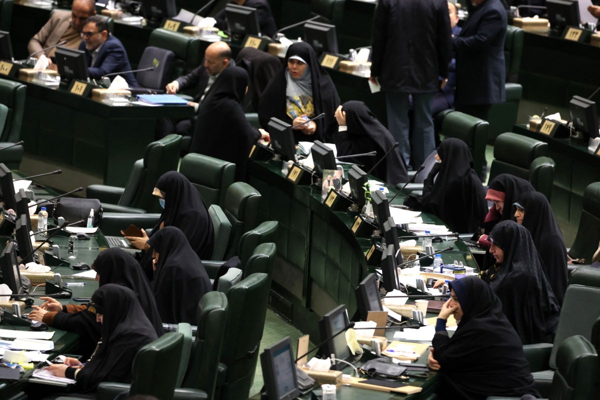 Female, Iran, lawmakers, attend, parliament, session