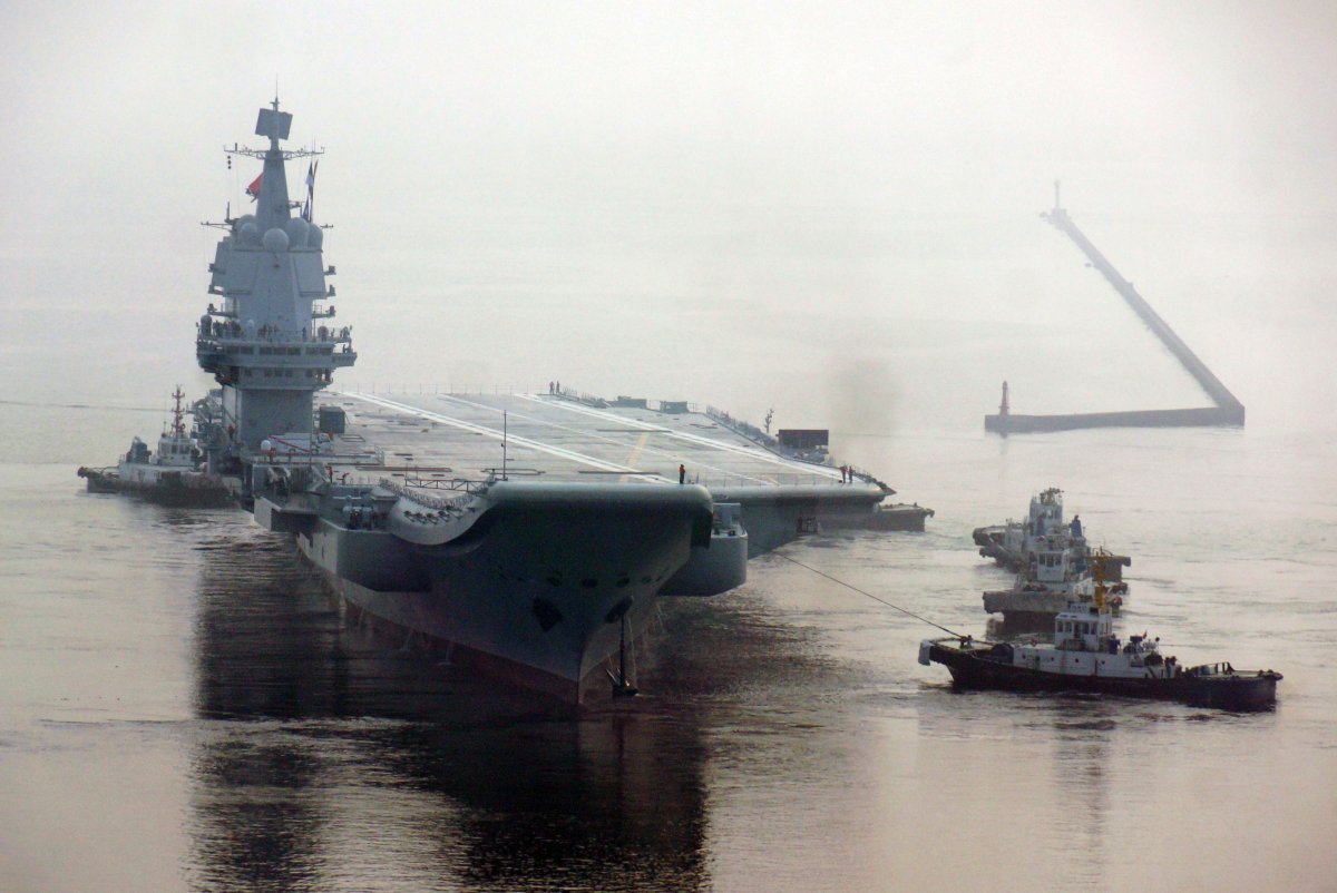 Liaoning Aircraft Carrier Leaving Dalian Shipyard