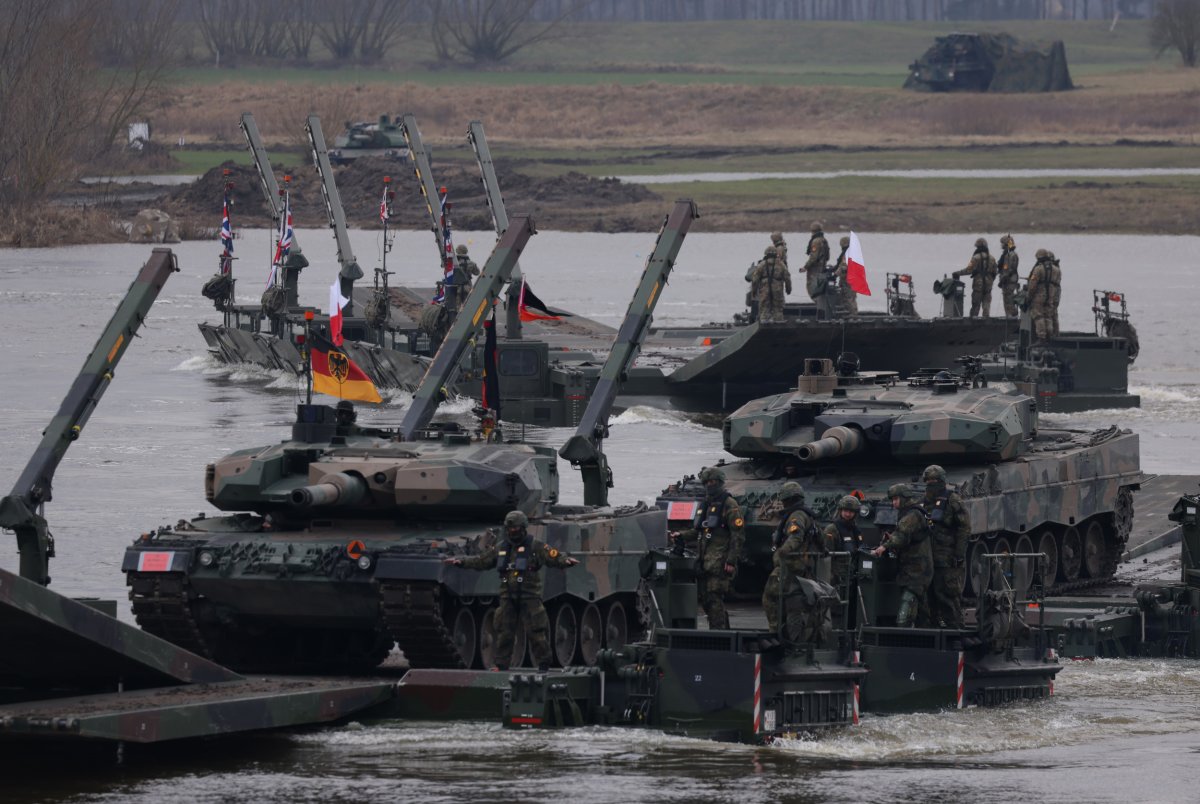 NATO tanks and vehicles during Poland drills
