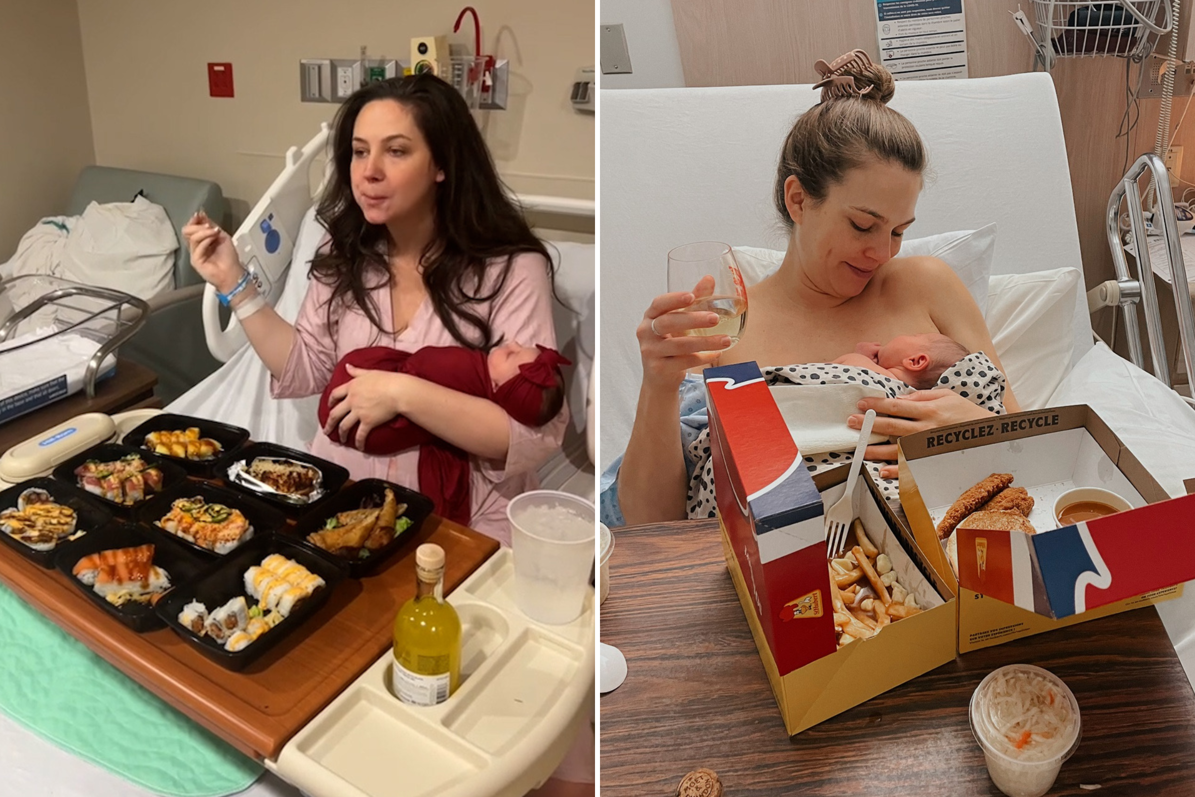 Sushi, Champagne, Fries—New Moms Are Sharing First Meals After Giving Birth Sushi, Champagne, Fries—New Moms Are Sharing First Meals After Giving Birth