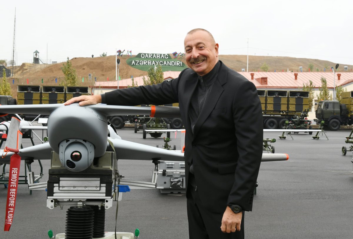 Azerbaijan, president, with, Israeli, drone, near, Iran