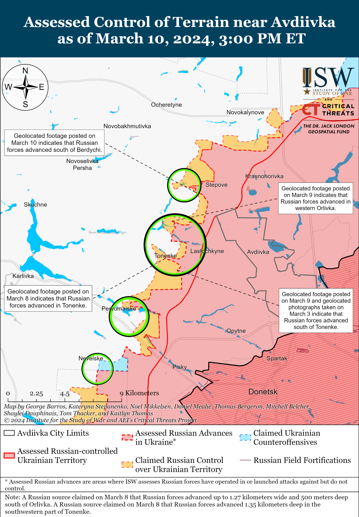 ISW map Avdiivka situation March 10