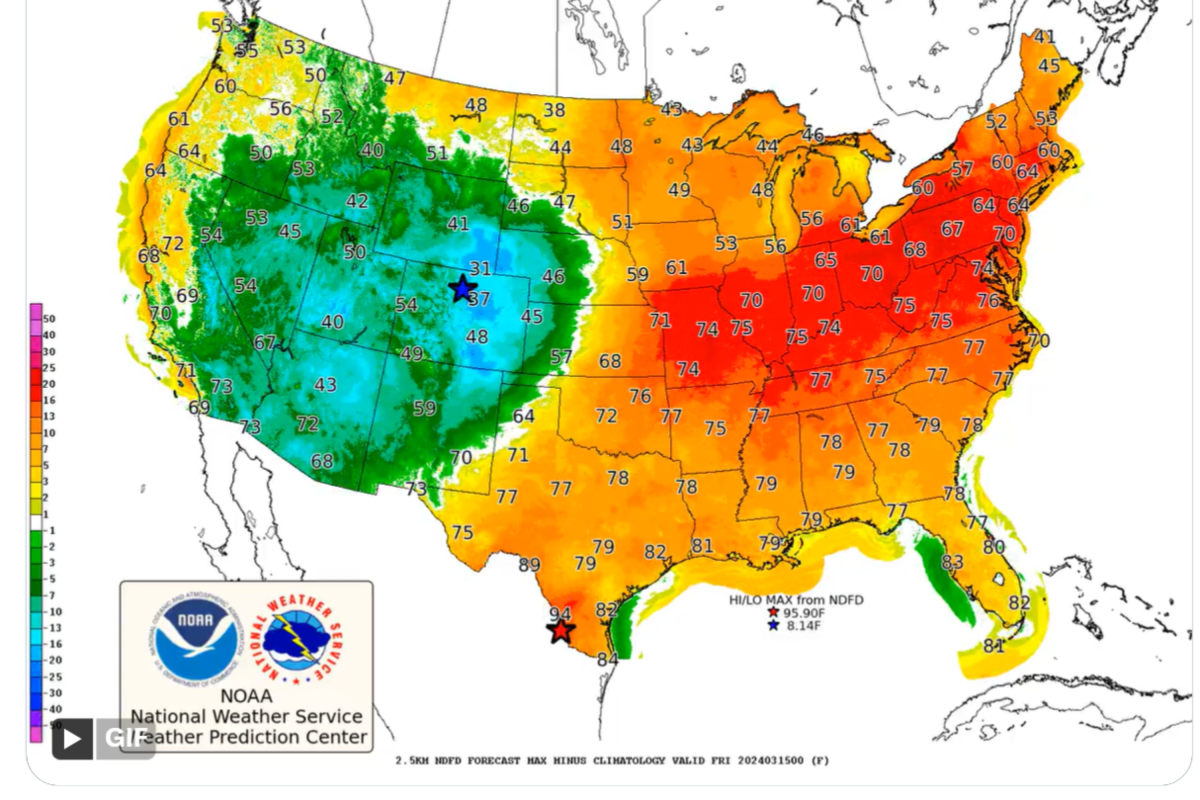 Map Shows States bracing for temperature drop