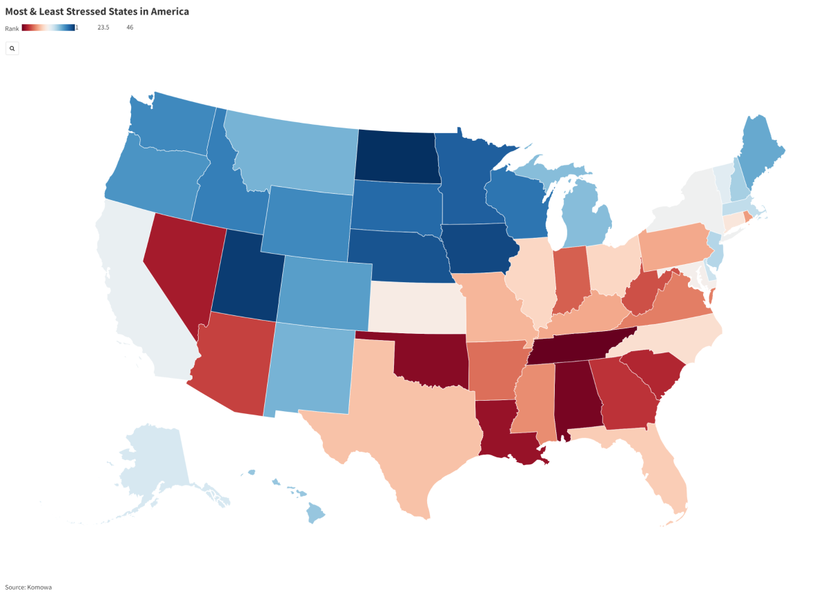Map of most and least stressed outstates