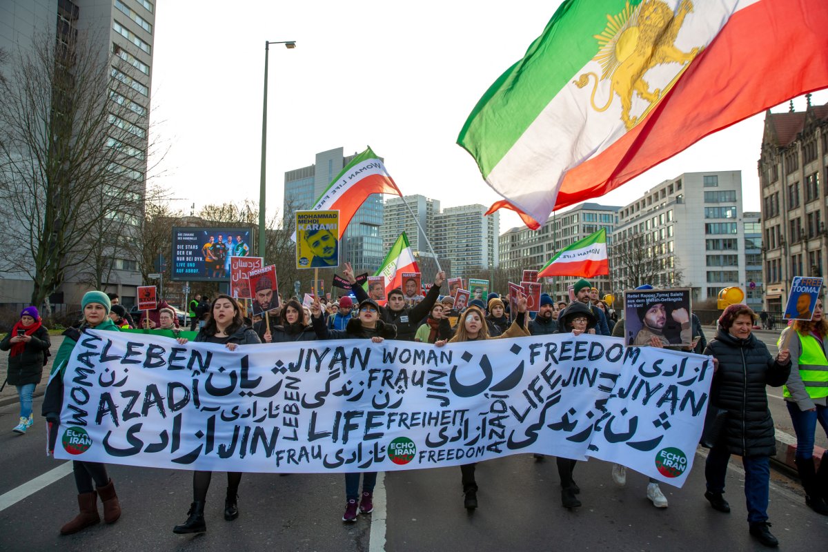 Iran, activists, protest, in, Berlin, Germany