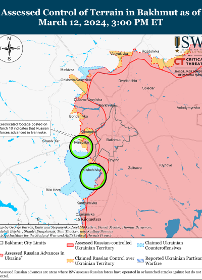 ISW map Donetsk battlefield March 12 2024