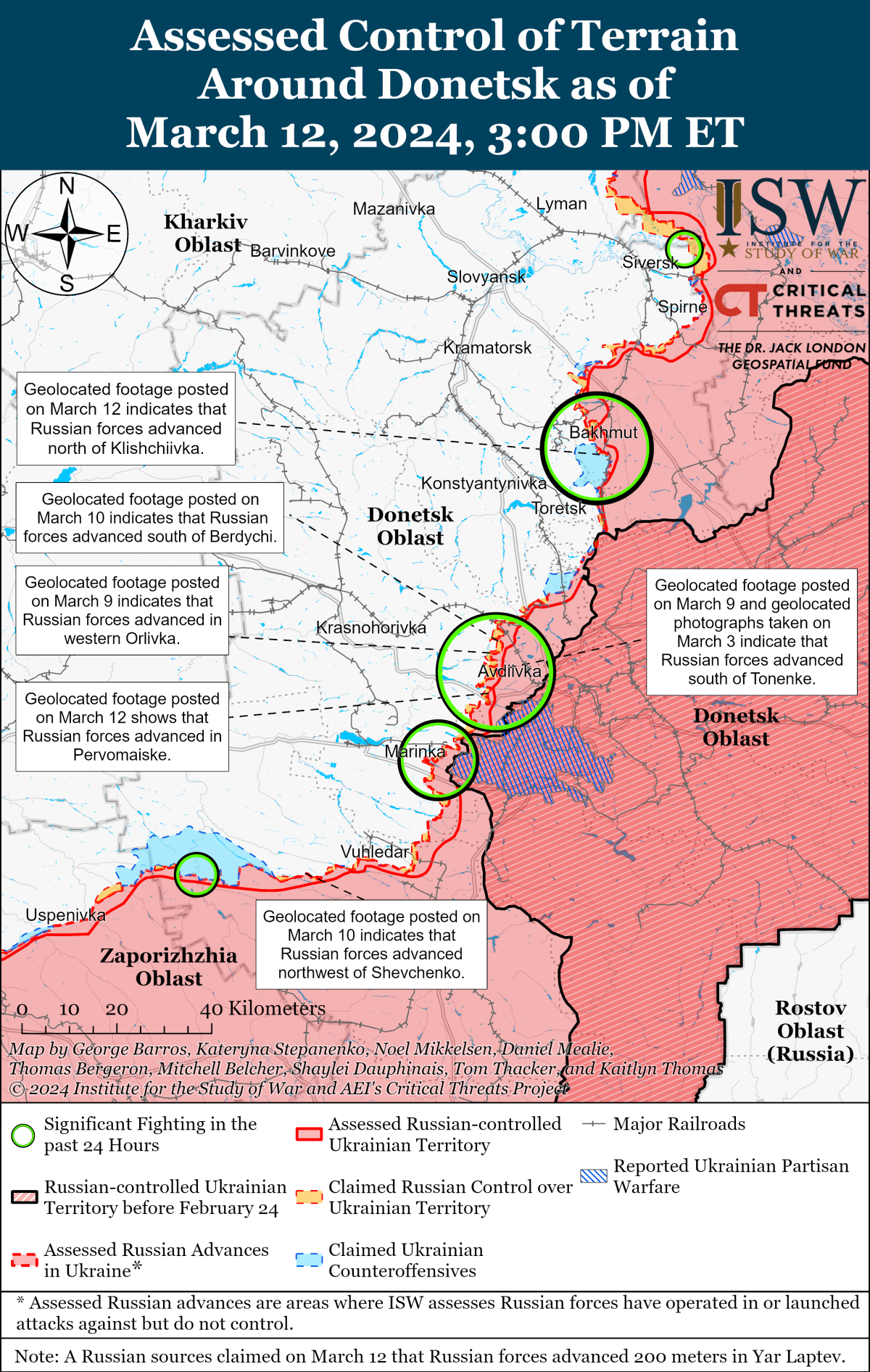 ISW map Donetsk front March 12 2024