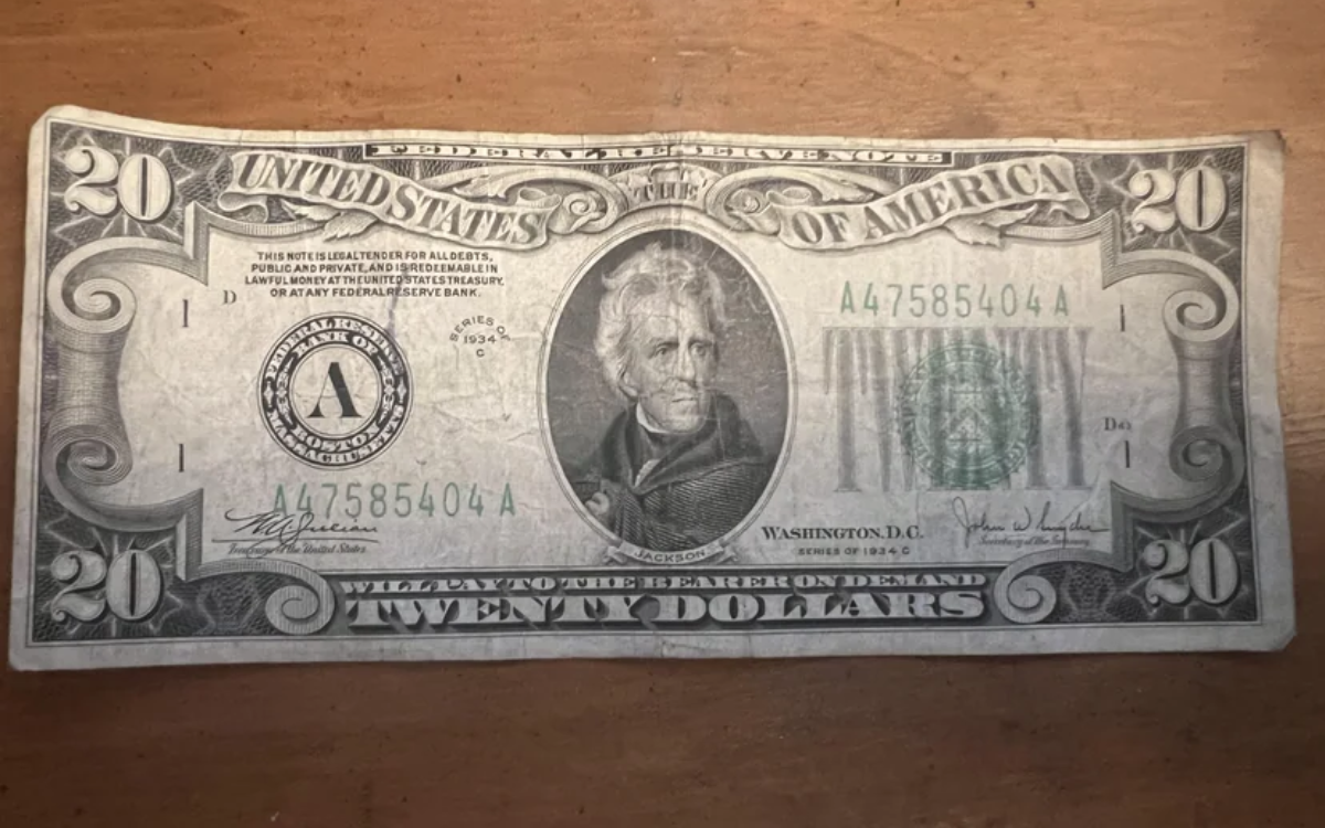 A $20 bill dating back to 1934.