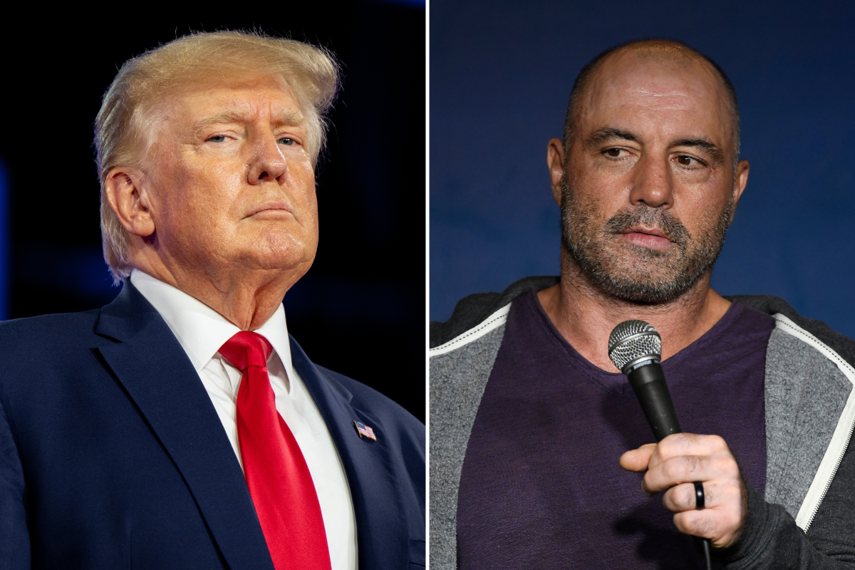 Donald Trump, 2022 (left). Joe Rogan, 2019
