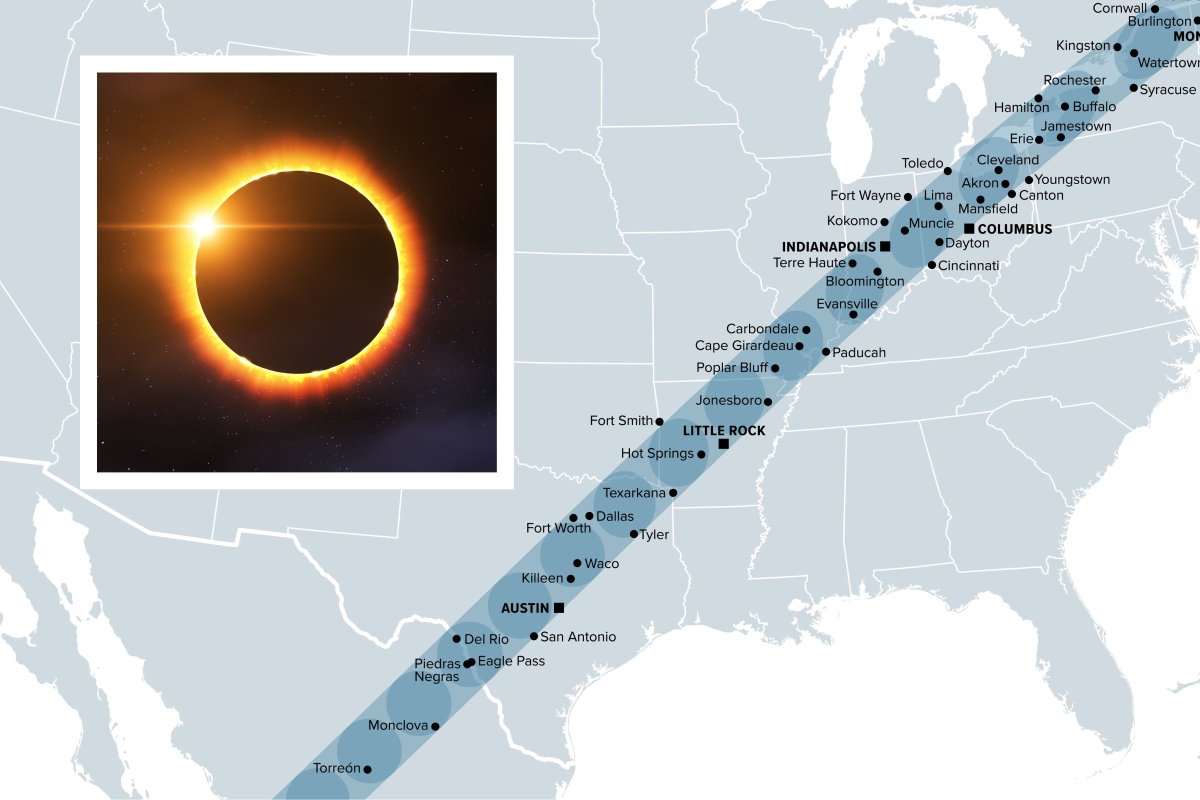 Solar eclipse path map for April 12,2024