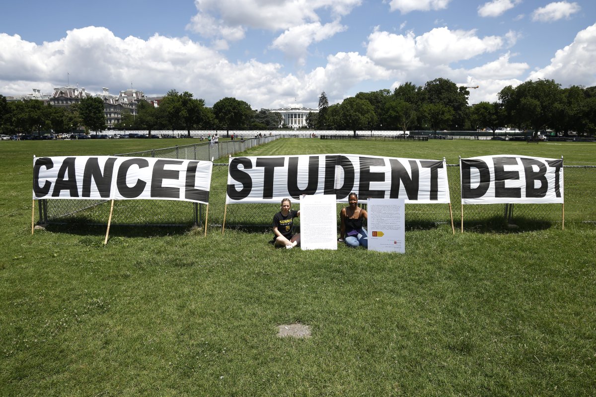Student debt protest sign