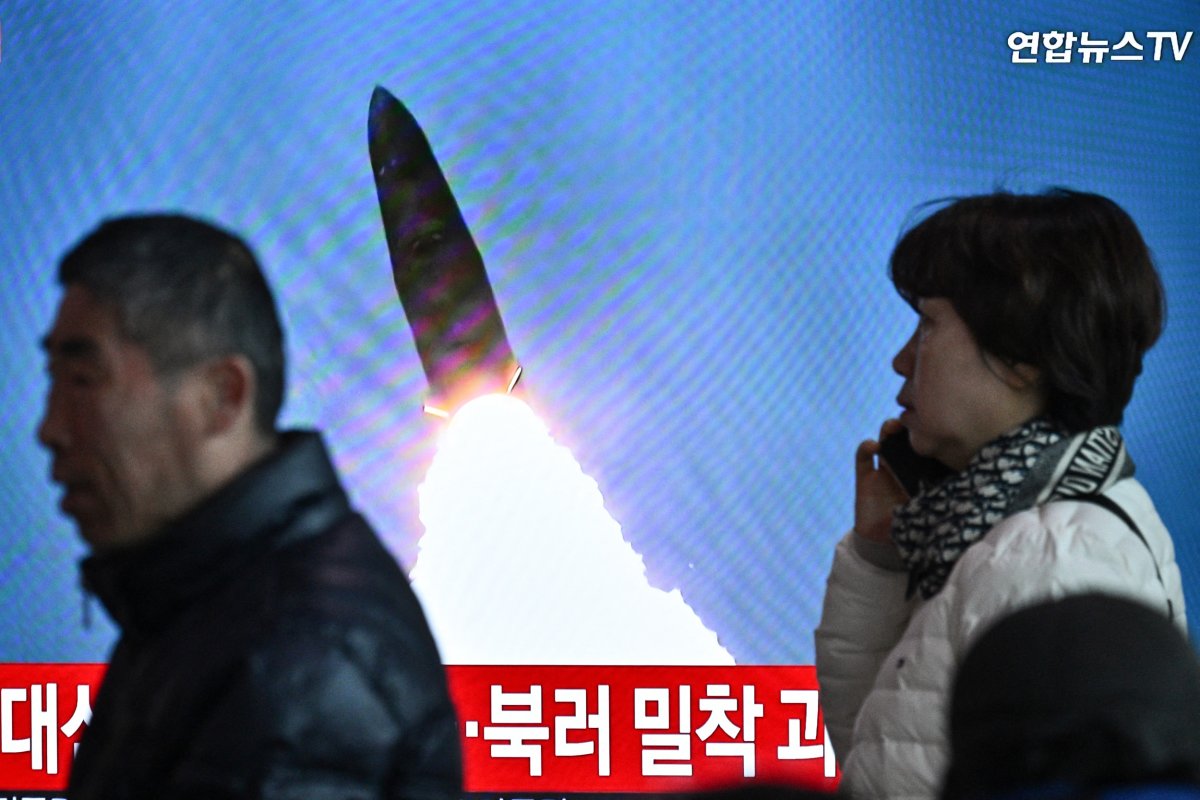 News Broadcast Shows North Korean Missile Footage            