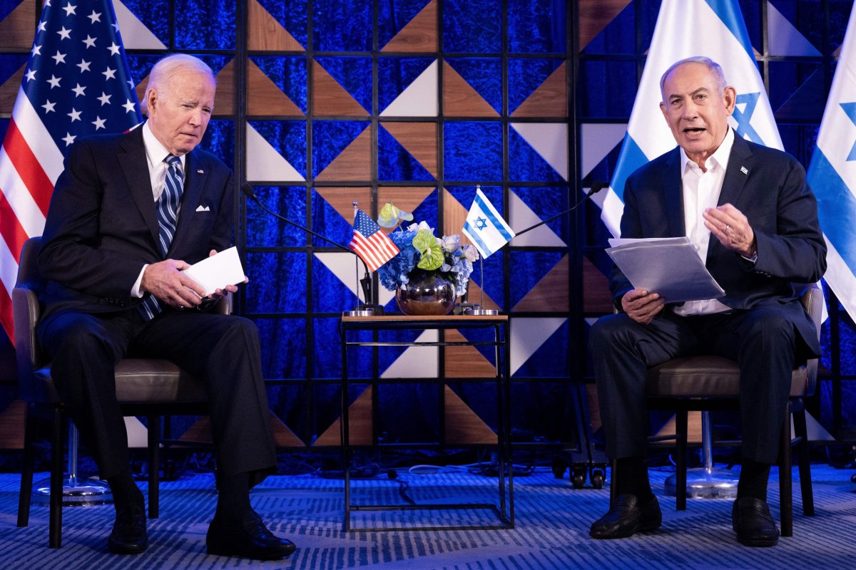 President Joe Biden listens to Israel's PM