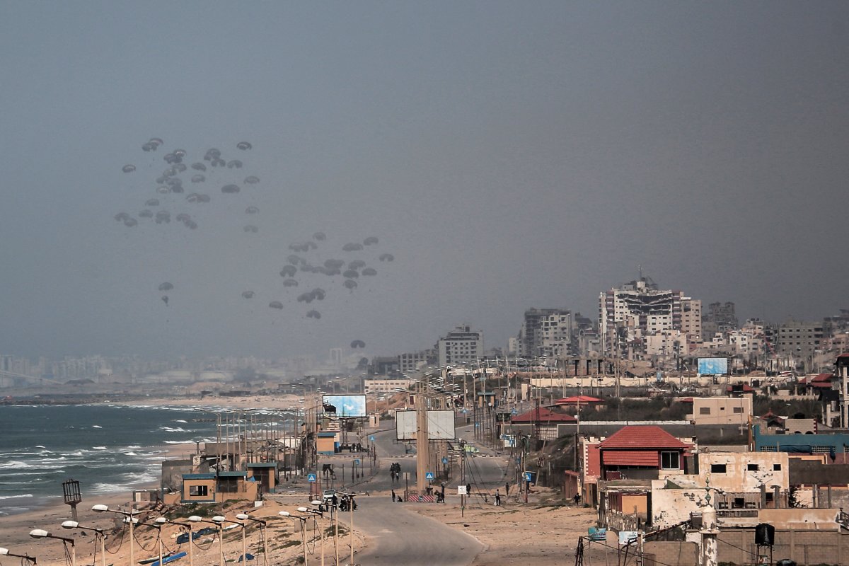 Aid packages dropped over the Gaza Strip