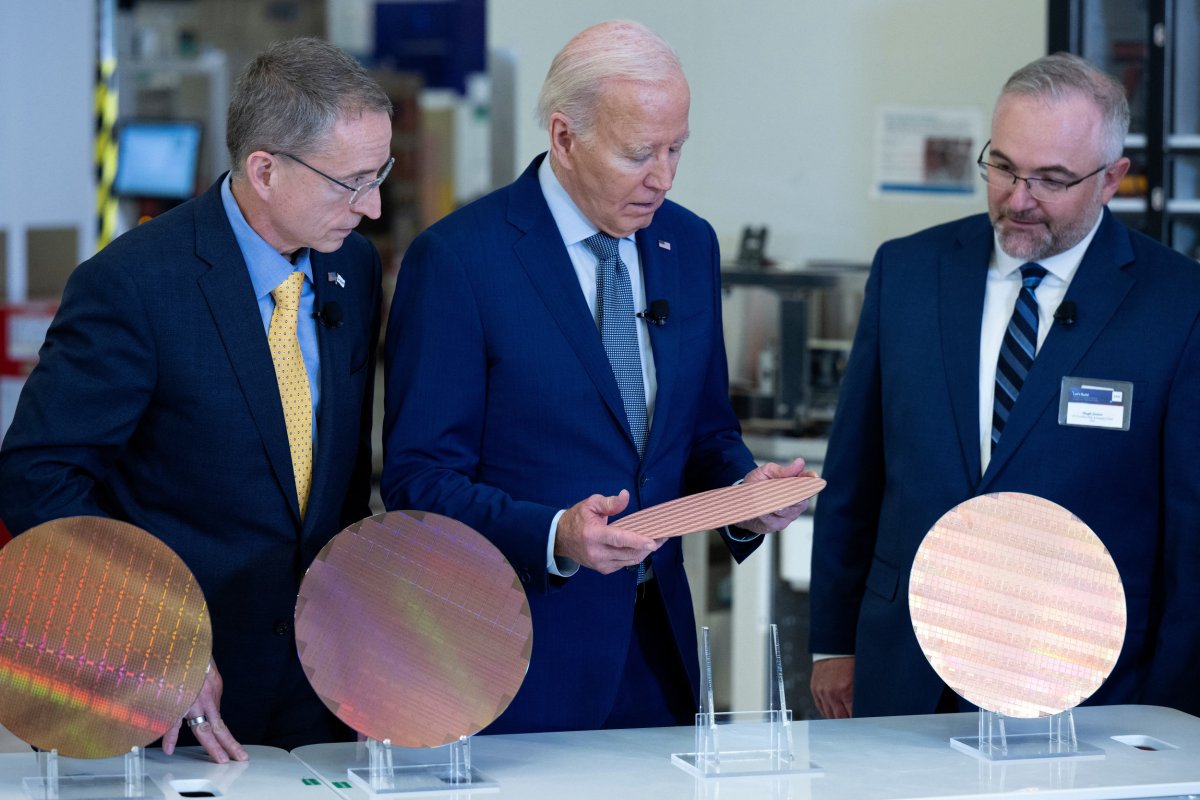 Biden's Inspecting Semiconductor Wafer