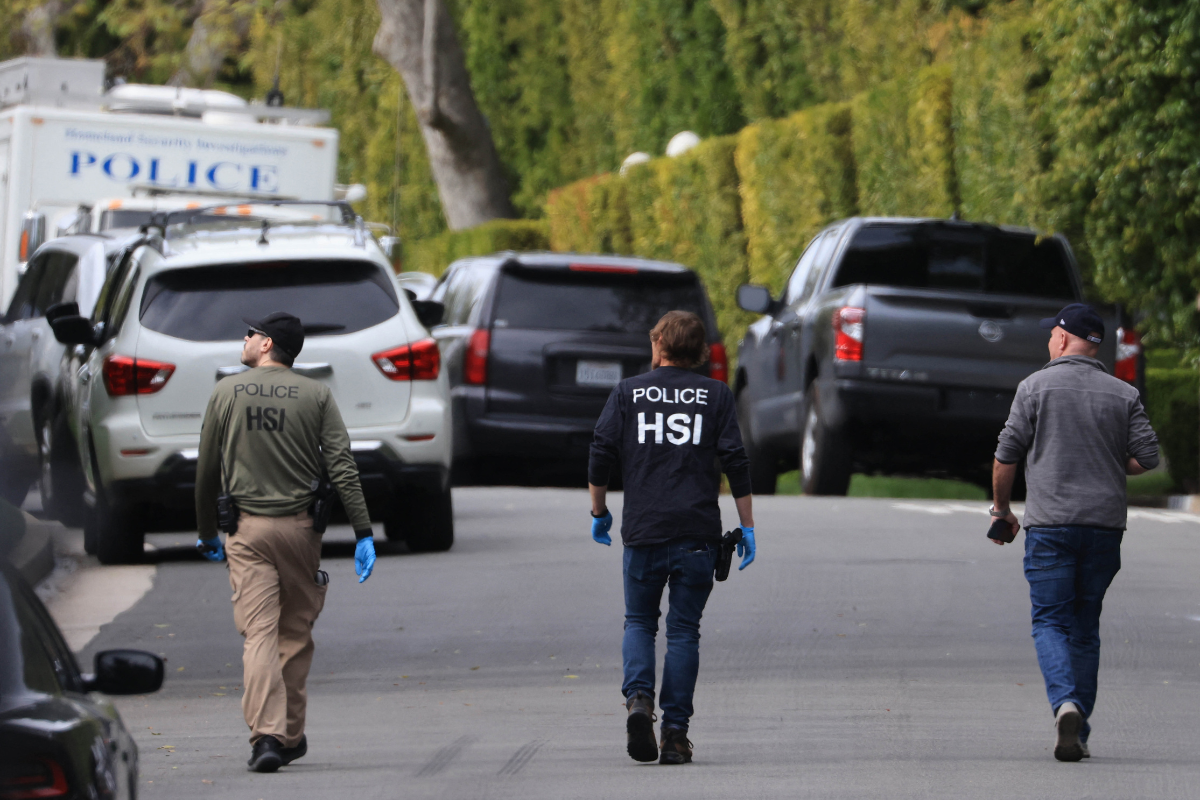 HSI agents outside of Combs' LA Home