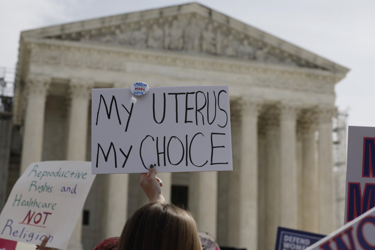 Demonstrators outside the Supreme Court