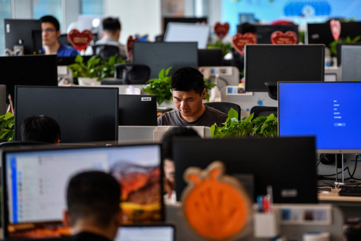 Employees Work In Shanghai Office