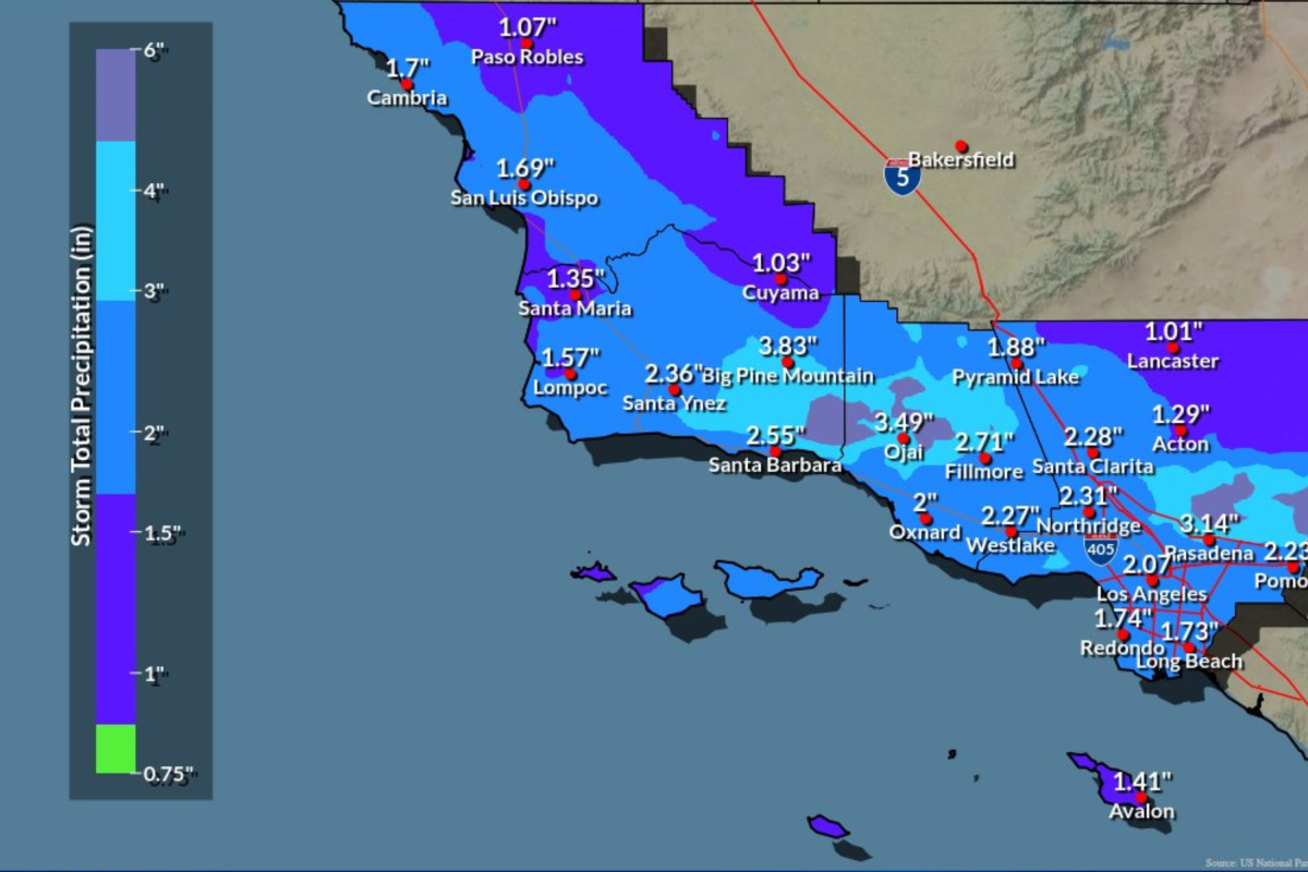 California Rain Map Cities Hit Hardest Storm