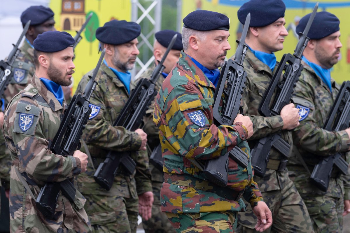 Eurocorps soldiers on parade in France 2019