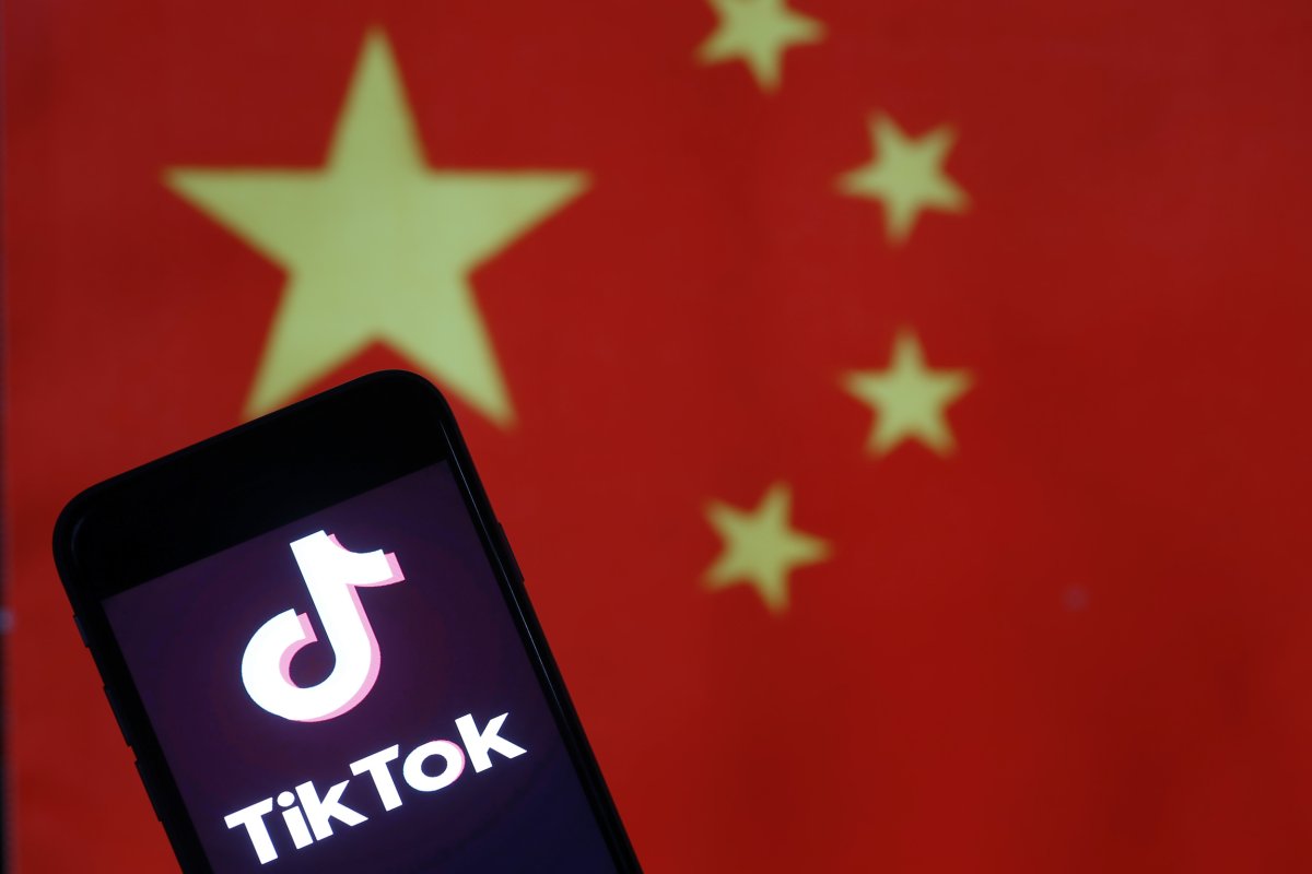 Tiktok App In Front of Chinese Flag