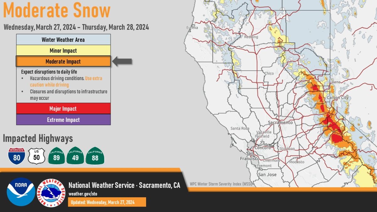 California Snow Map Major Impact
