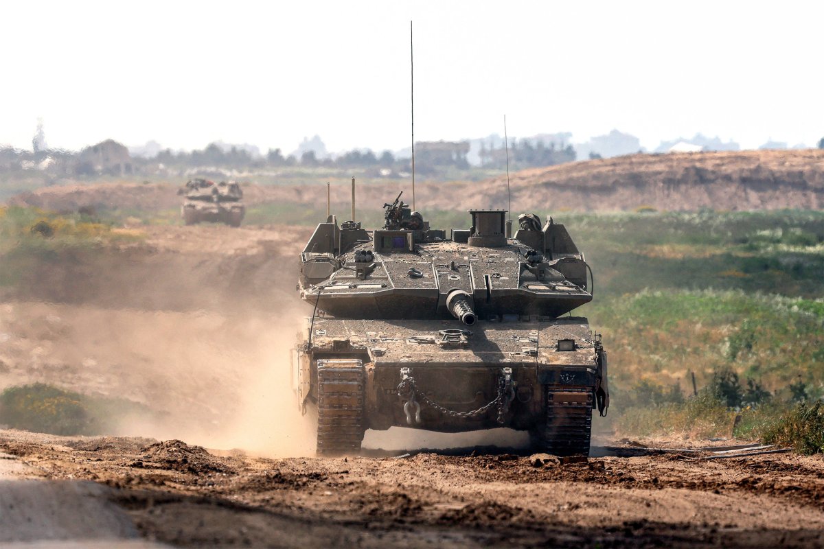Israeli tank positioned near Gaza Strip frontier