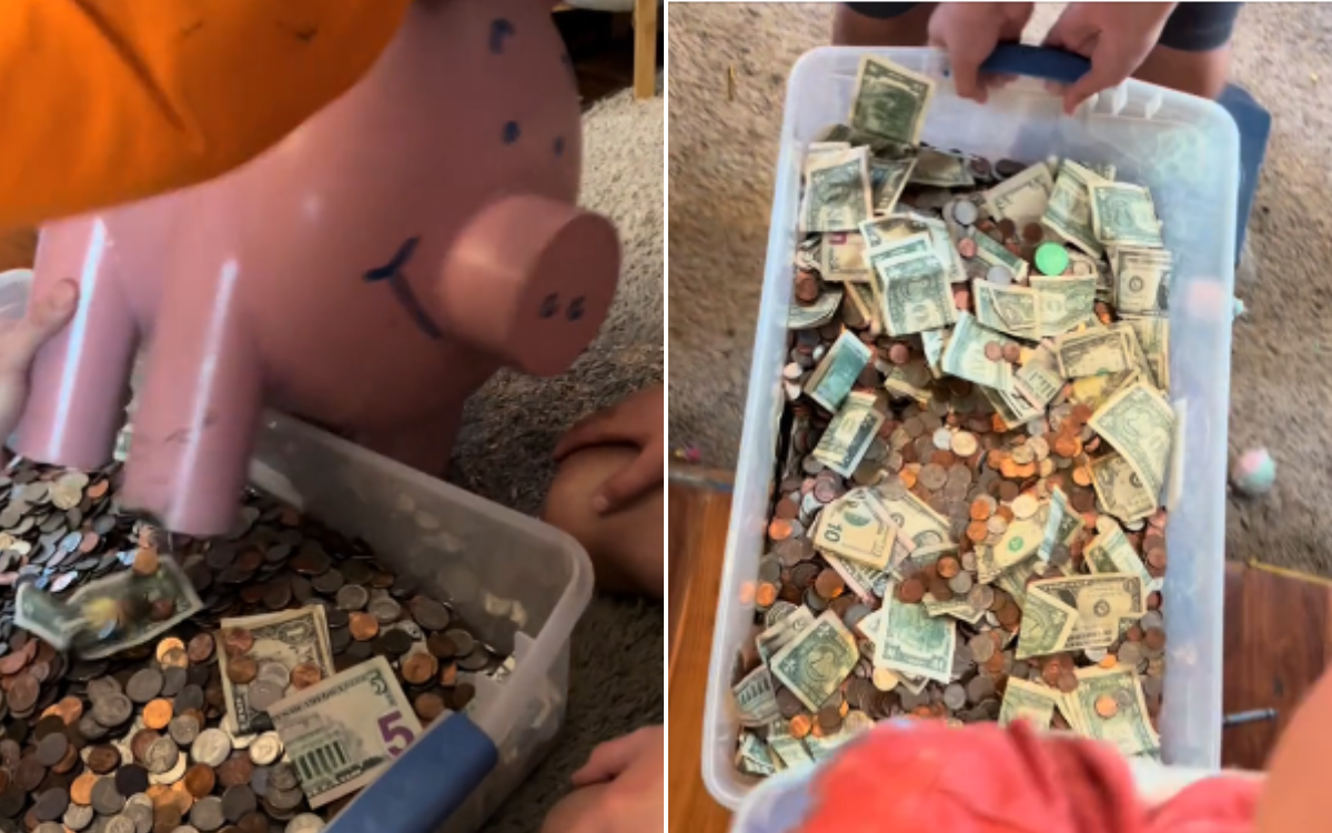 Rosie the piggy bank is opened finally.