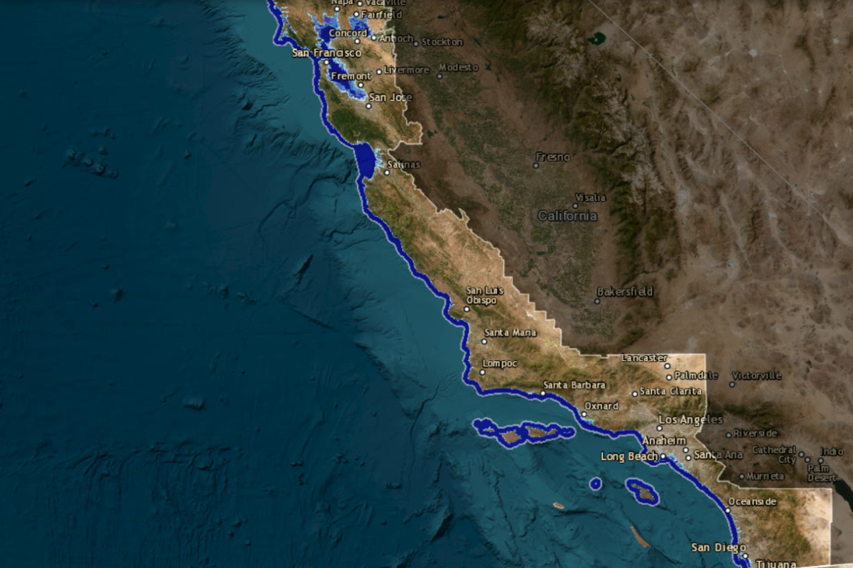 California sea level rise 10ft