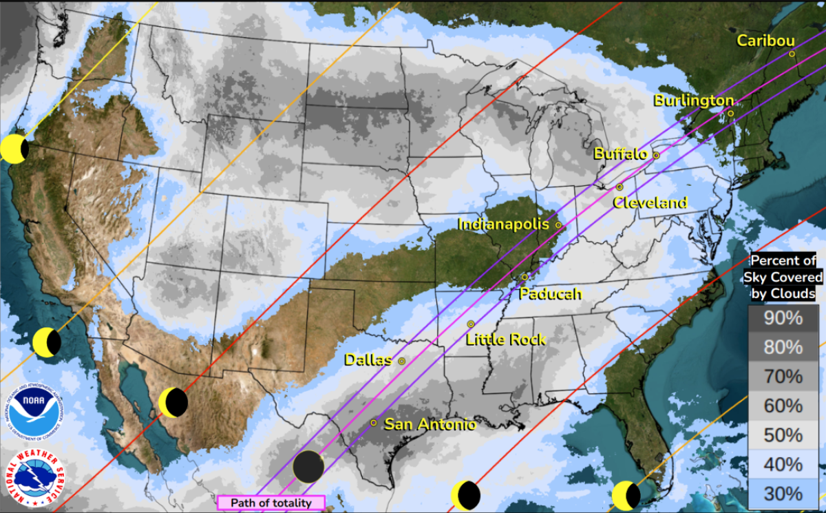 Solar eclipse weather map
