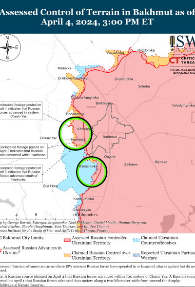 ISW Bakhmut battle map April 4 2024