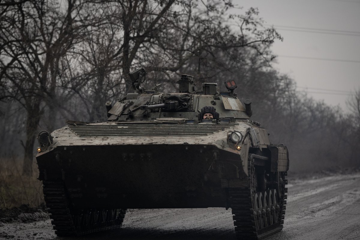 Ukrainian APC moving near Bakhmut February