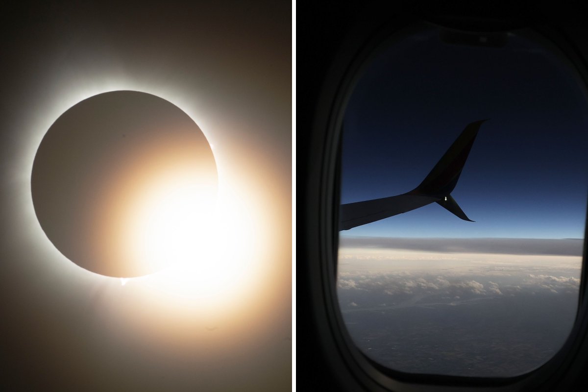 Total solar eclipse view from plane.