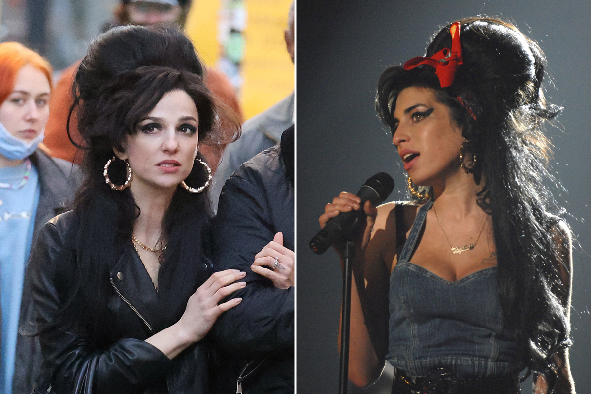 Marisa Abela, 2023 (left). Amy Winehouse, 2007