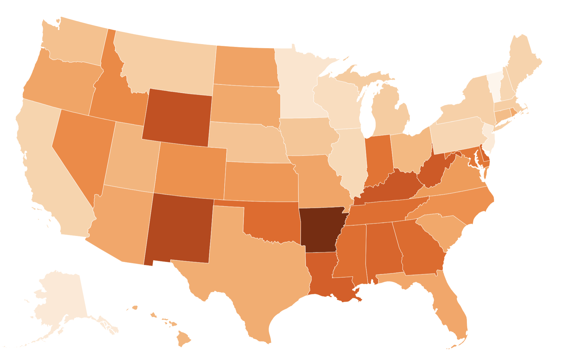 Map Reveals States With Most Divorced Couples - Newsweek