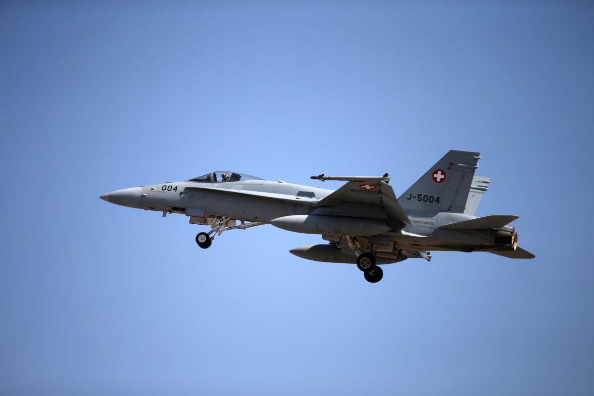 Swiss F-18 fighter during NATO drills 2023