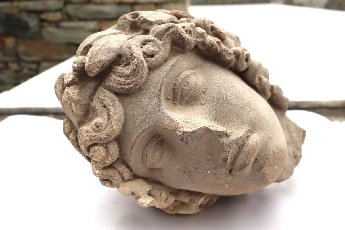 The head of an ancient statue