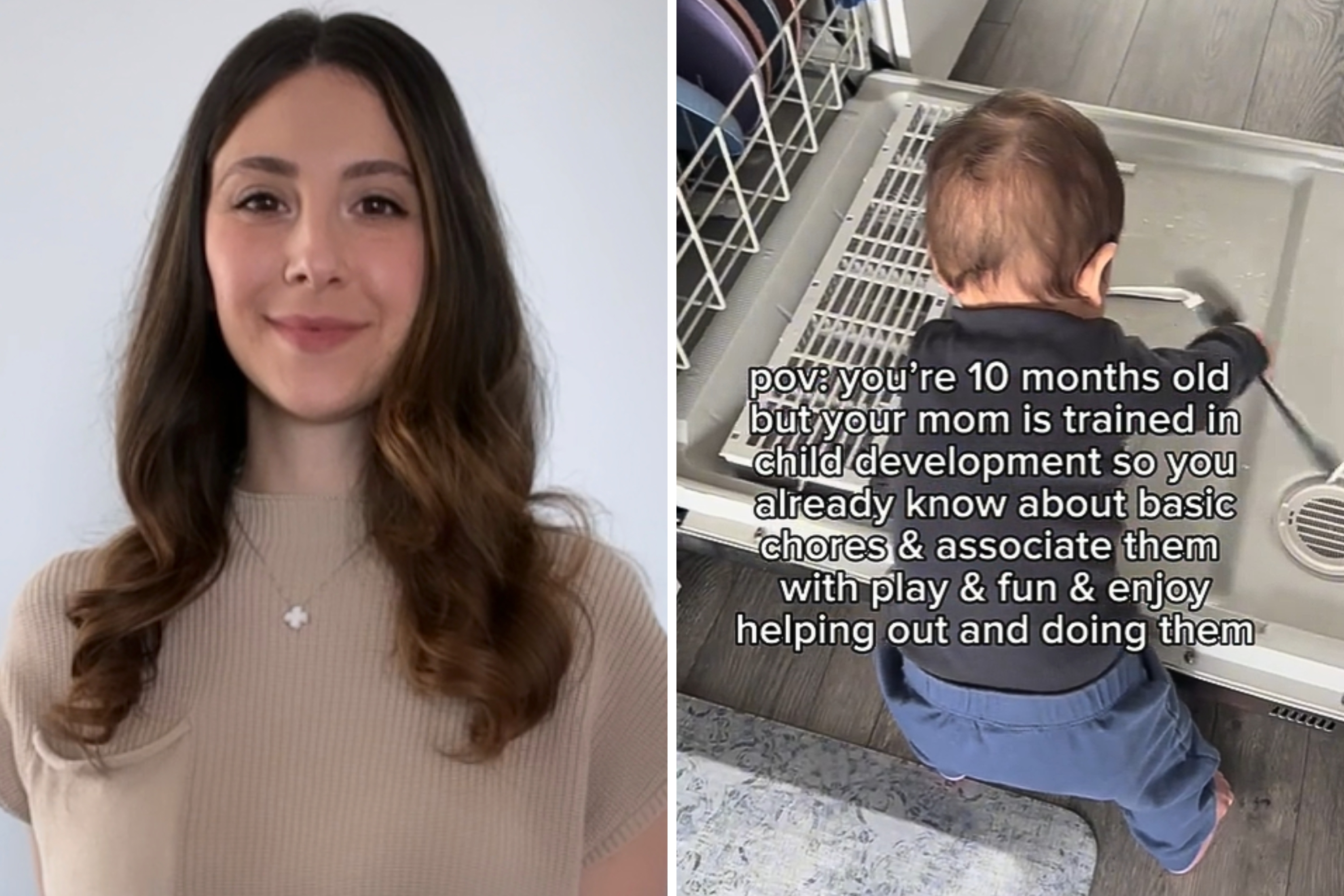 Mom gives 1-year-old son household chores to show babies “are capable”