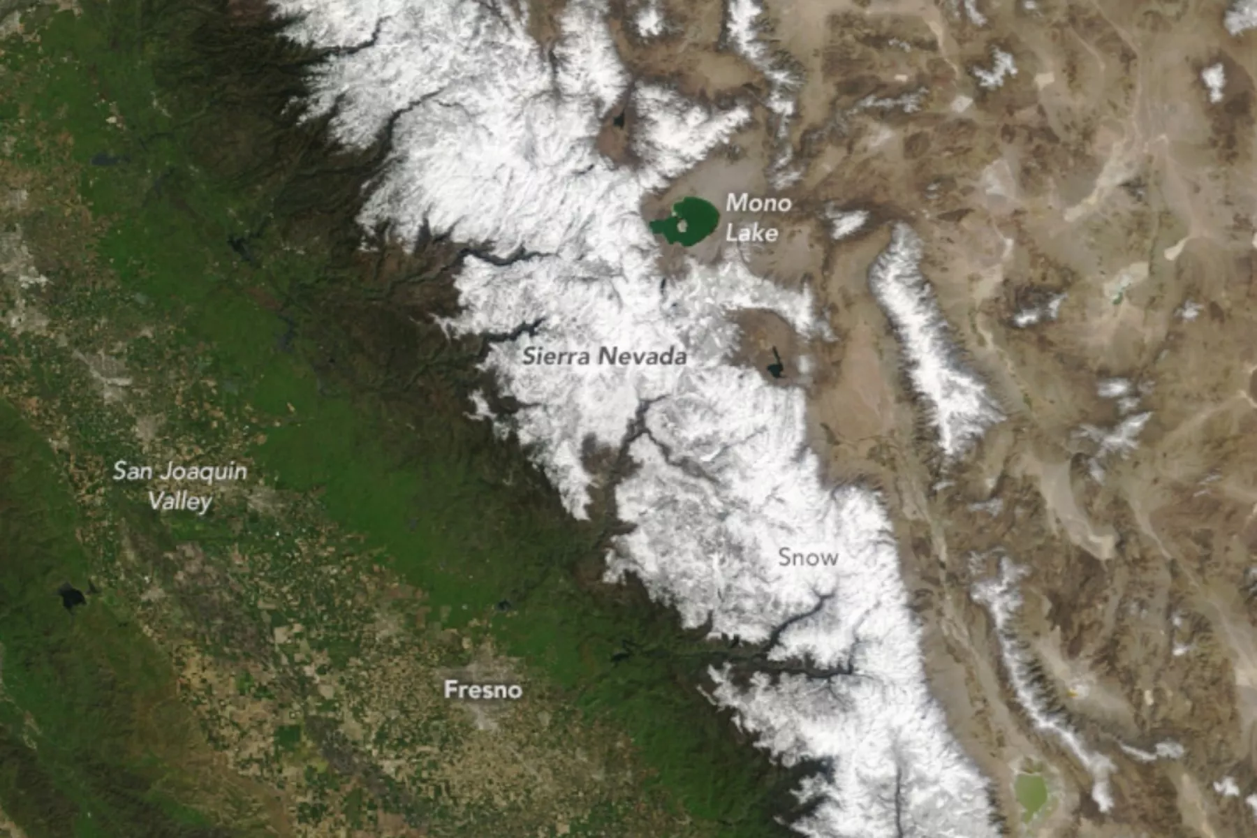 California Snowpack's 'Atypical' Year Revealed in NASA Image - Vimarsana News