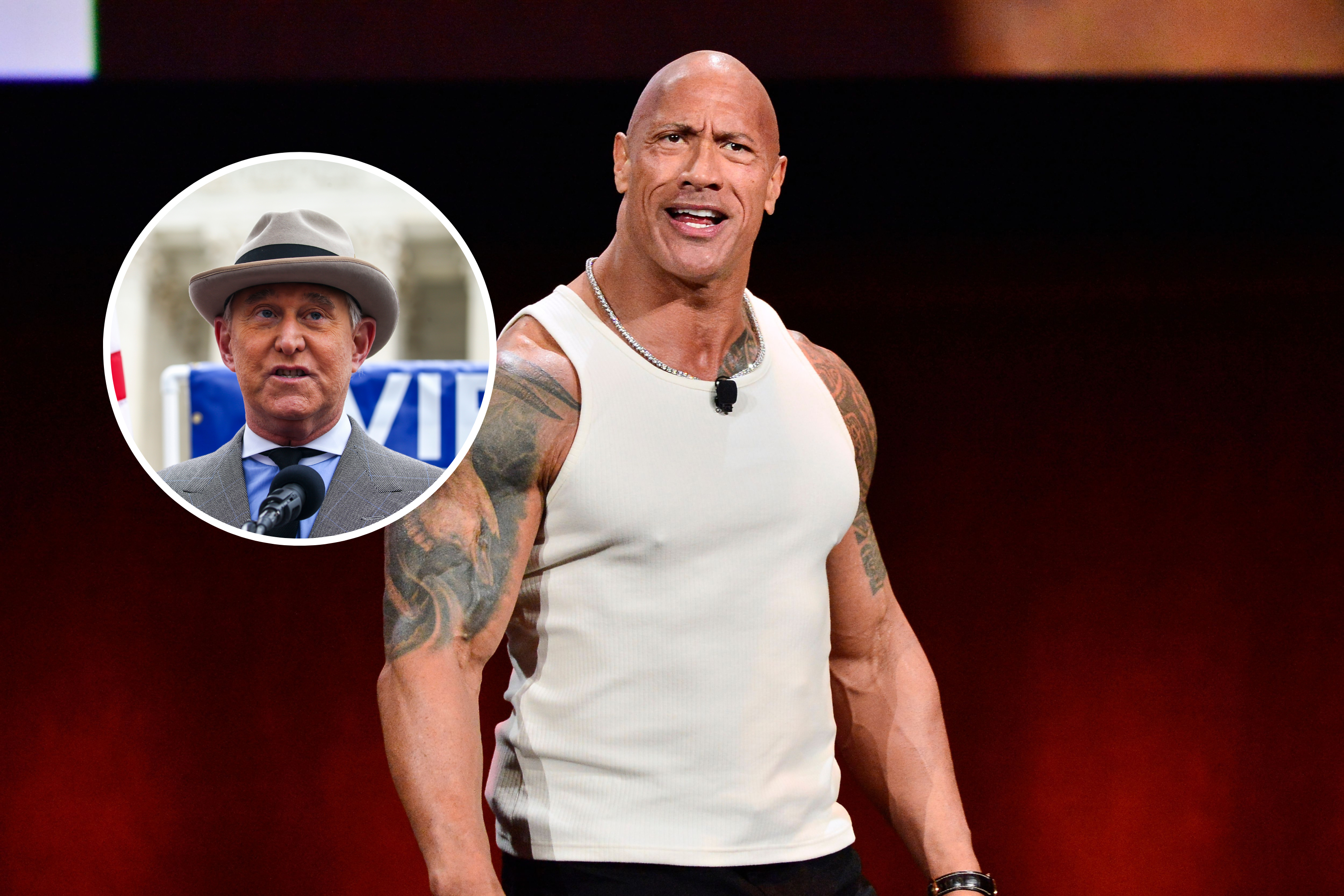 Roger Stone claims he got Dwayne “The Rock” Johnson’s stunt double fired