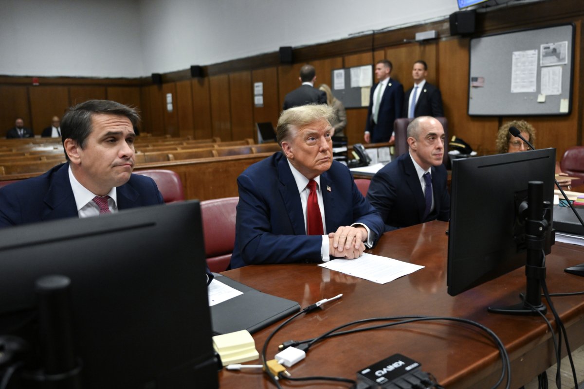 Trump in court with legal team